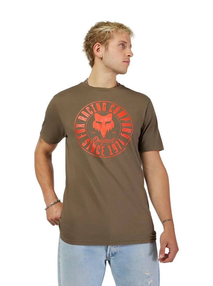 Fox pánské tričko Emblem Ss Prem Military | Hnědá | Velikost L