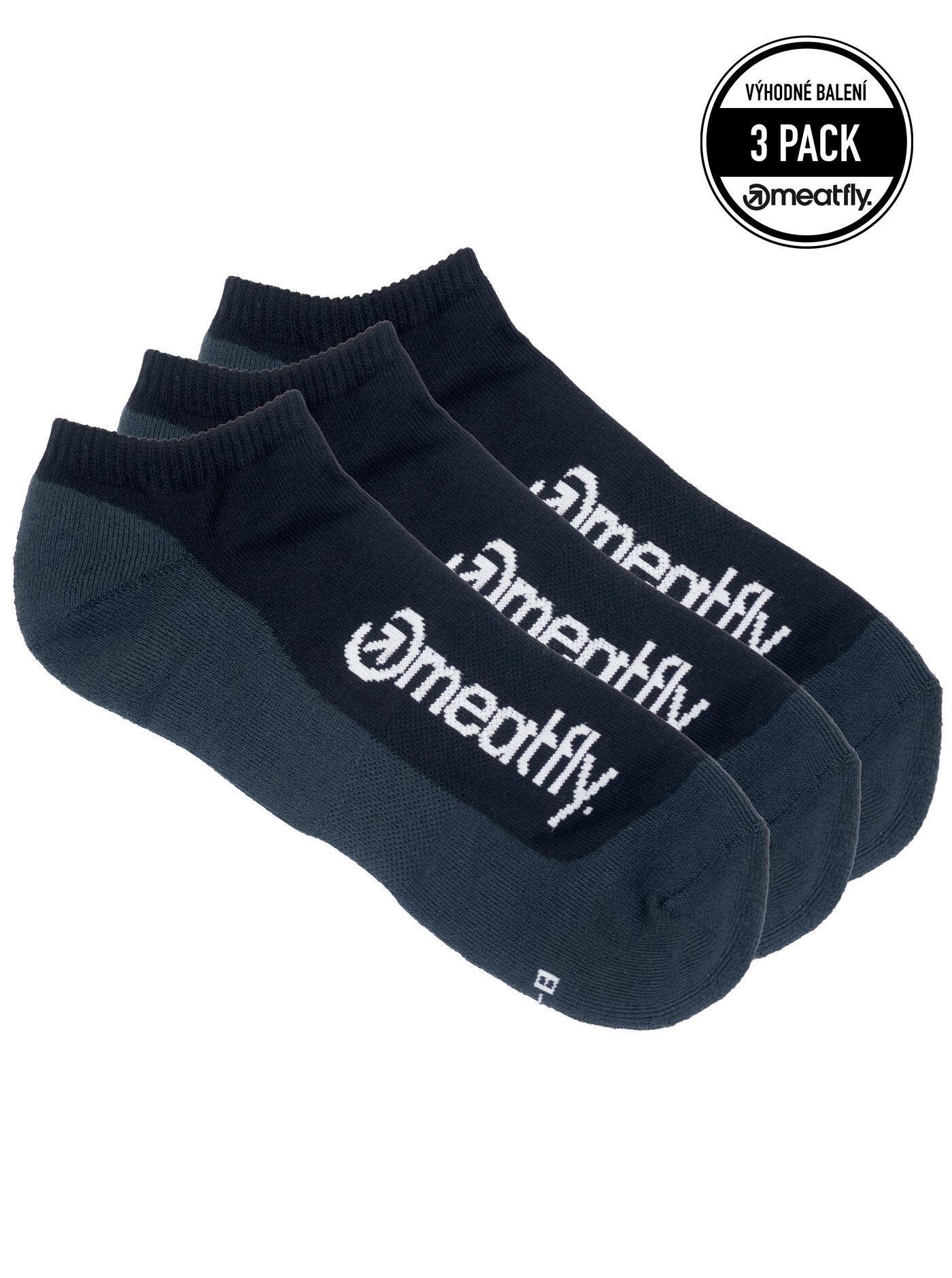 Levně Meatfly ponožky Boot Triple pack Black | Černá | Velikost M