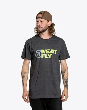 Pánské tričko Meatfly Revital, Lime/Charcoal Heather