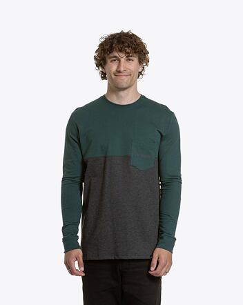Pánské tričko s dlouhým rukávem Meatfly Harvey, Botanical  /  Charcoal Heather