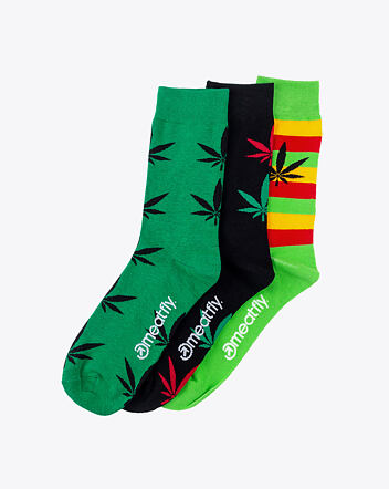 Ponožky Meatfly Ganja Green socks, Triple Pack