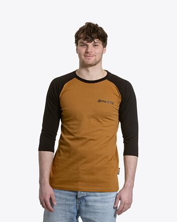 Pánské tričko s dlouhým rukávem Meatfly Reagan Raglan, Gold Brown  /  Black