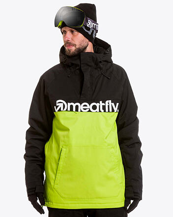 Pánská SNB & SKI bunda Meatfly Slinger Premium, Black/Lime