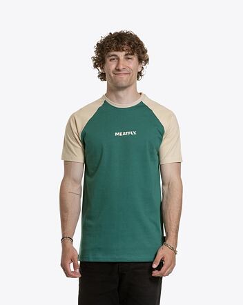 Pánské tričko Meatfly Ozzy Raglan, Forest Green / Sand