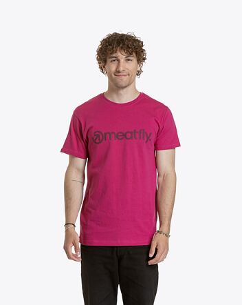 Pánské tričko Meatfly Striped Logo, Dark Violet