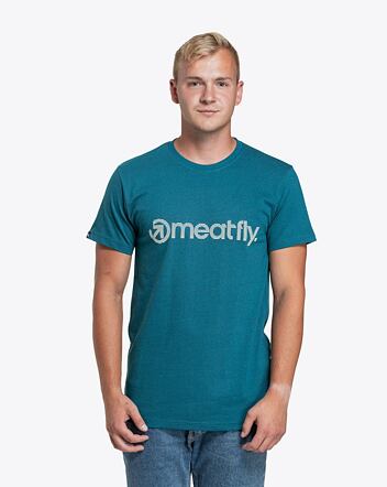 Pánské tričko Meatfly Striped Logo, Petrol Heather