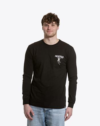 Pánské tričko s dlouhým rukávem Meatfly Julien, Black Skeleton