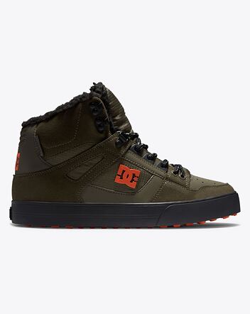 Pánské zimní boty DC Shoes Pure High-Top WC, Dusty Olive/Orange