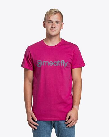 Pánské tričko Meatfly Striped Logo, Magenta