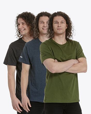 Balení pánských triček Meatfly Basic  Multipack, Charcoal Heather / Olive / Navy Heather