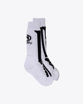 Ponožky Meatfly Bones Long Socks – CO, B – White