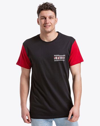 Pánské tričko Meatfly Pitstop, Black/Dark Red