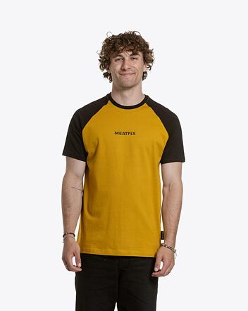 Pánské tričko Meatfly Ozzy Raglan, Mustard / Black