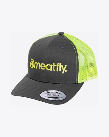 Kšiltovka Meatfly MF Logo Trucker, Charcoal/Neon Green