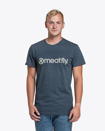 Pánské tričko Meatfly Striped Logo, Navy Heather