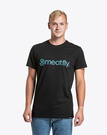Pánské tričko Meatfly Striped Logo, Black