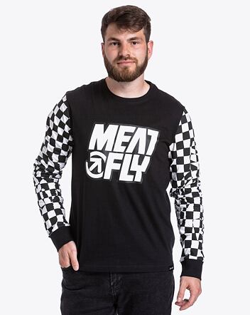 Pánské tričko Meatfly s dlouhým rukávem Judgement, Checkered Black