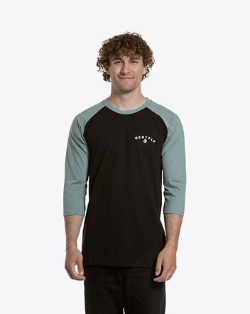 Pánské tričko s dlouhým rukávem Meatfly Kennedy Raglan, Dusty Mint  /  Black