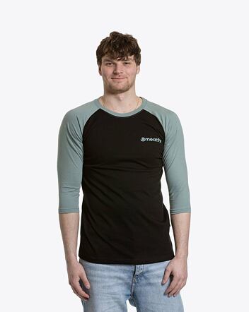 Pánské tričko s dlouhým rukávem Meatfly Reagan Raglan, Dusty Mint  /  Black