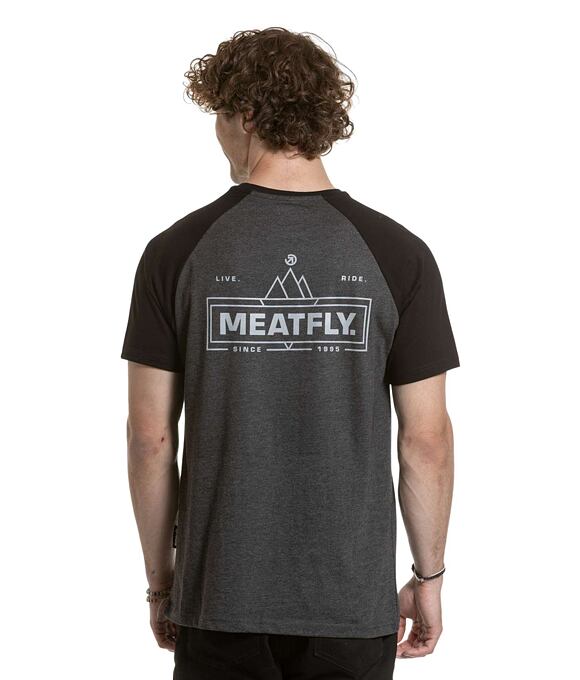 Pánské tričko Meatfly Ozzy Raglan, Charcoal Heather / Black