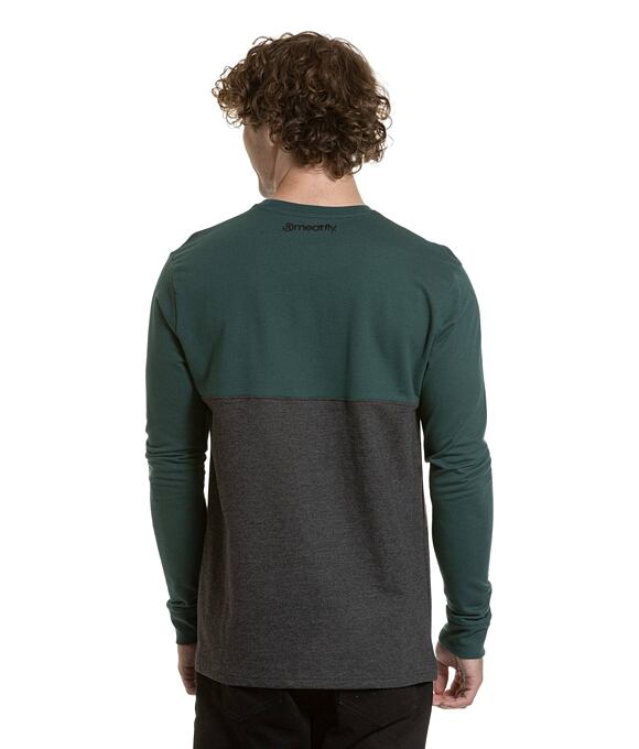 Pánské tričko s dlouhým rukávem Meatfly Harvey, Botanical  /  Charcoal Heather
