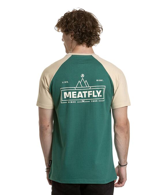 Pánské tričko Meatfly Ozzy Raglan, Forest Green / Sand