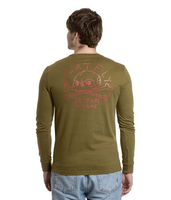 Pánské tričko s dlouhým rukávem Meatfly Judgement 30, Khaki Green