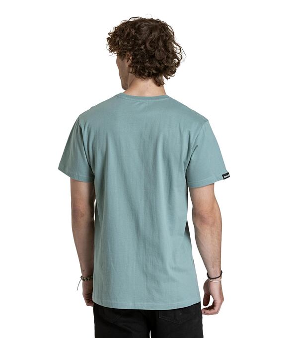 Pánské tričko Meatfly Striped Logo, Dusty Mint