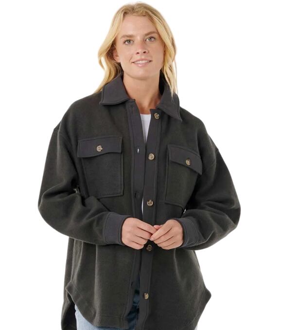 Dámská bunda Rip Curl High Tide Fleece Shacket, Washed Black