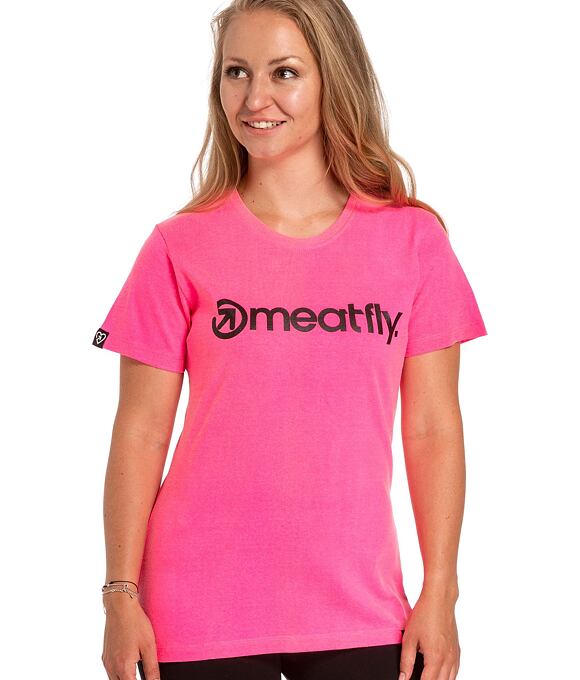 Dámské tričko Meatfly Ladies MF Logo, Neon Pink