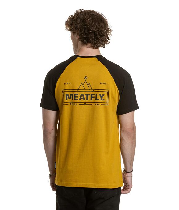 Pánské tričko Meatfly Ozzy Raglan, Mustard / Black