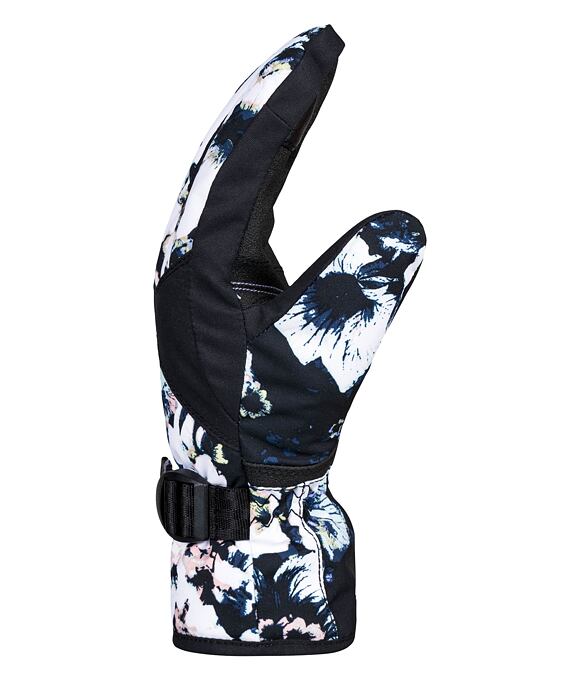 Dětské rukavice Roxy Jetty Girl, True Black Black Flowers