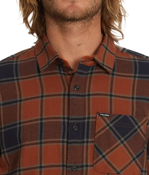 Pánská košile Volcom Caden Plaid Ls, Mocha