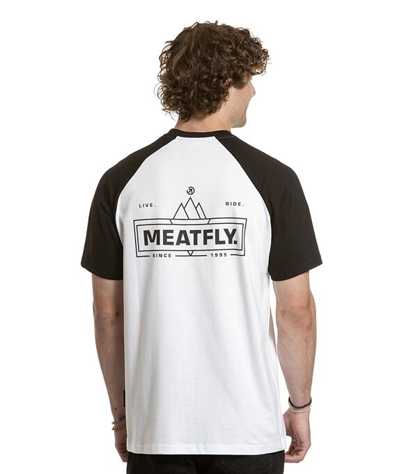 Pánské tričko Meatfly Ozzy Raglan, White / Black