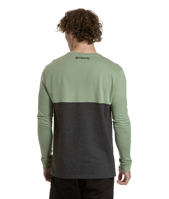 Pánské tričko s dlouhým rukávem Meatfly Harvey, Basil  /  Charcoal Heather