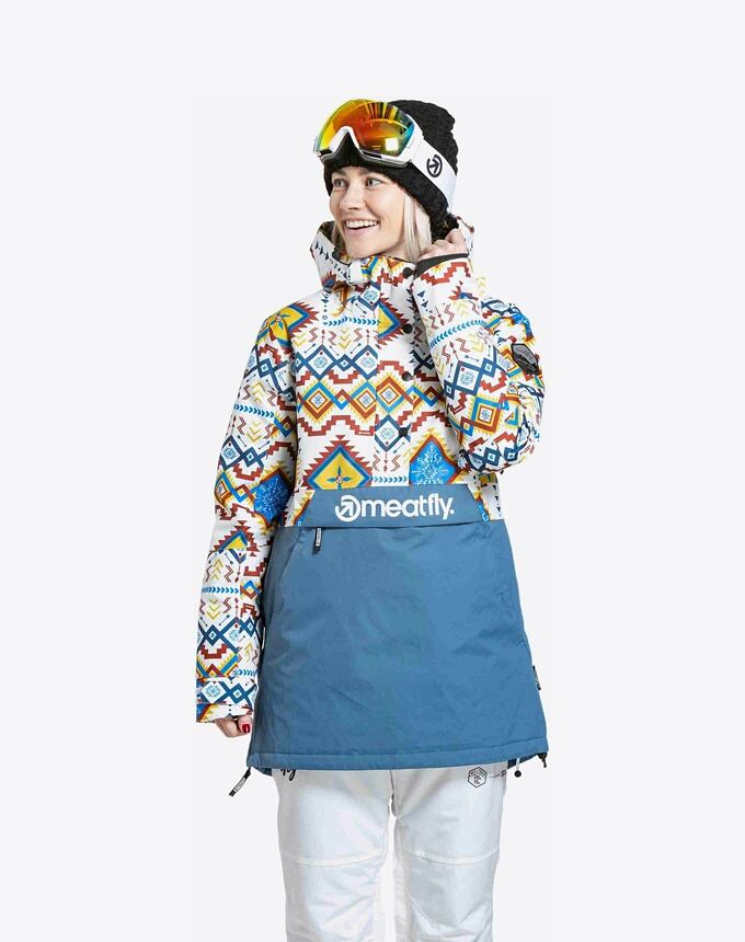 Dámská SNB & SKI bunda Meatfly Aiko, White Jones / Slate Blue