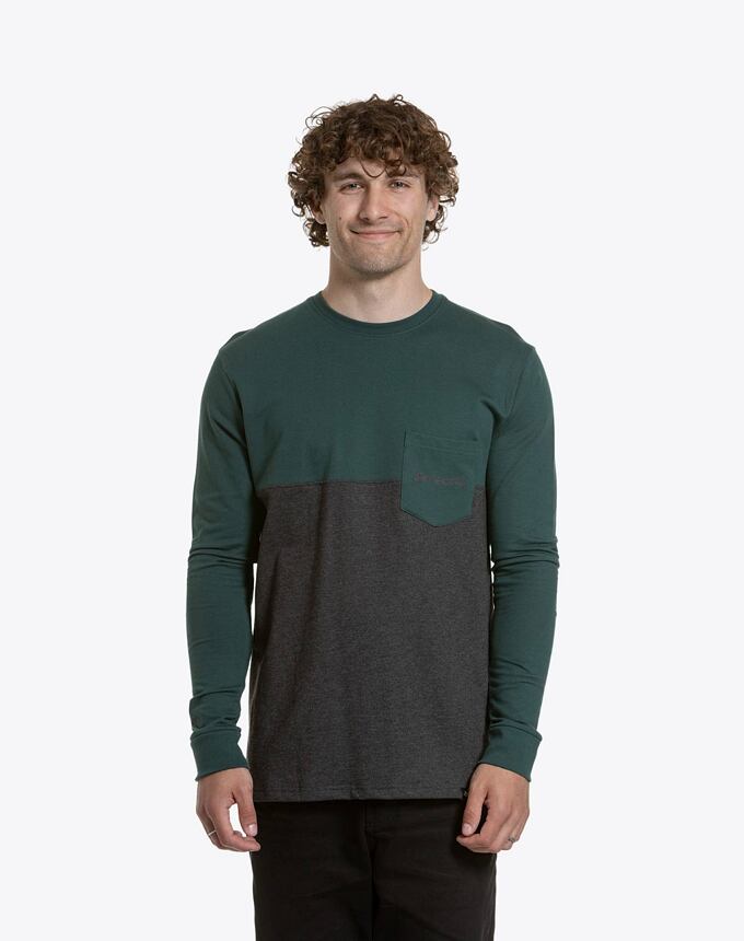 Pánské tričko s dlouhým rukávem Meatfly Harvey, Botanical  /  Charcoal Heather