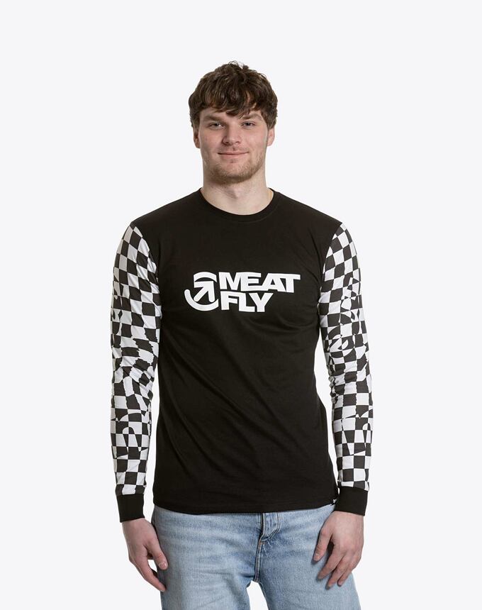 Pánské tričko Meatfly s dlouhým rukávem Judgement, Checkered Black