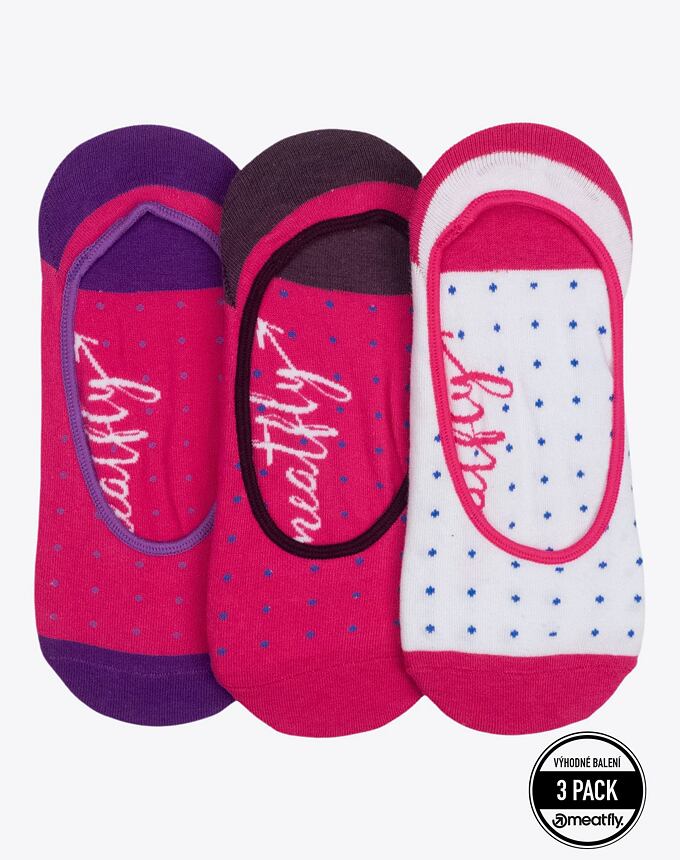 Ponožky Meatfly Low Socks Triple Pack, Fuchsia Dots