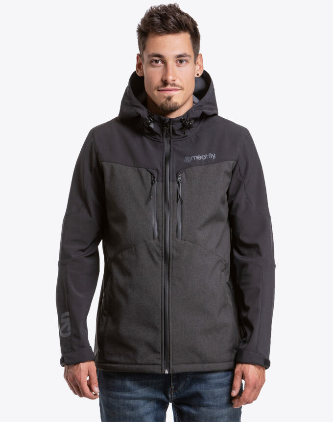 Pánská softshell bunda MEATFLY RASMUSSEN, B - Black, Grey Heather