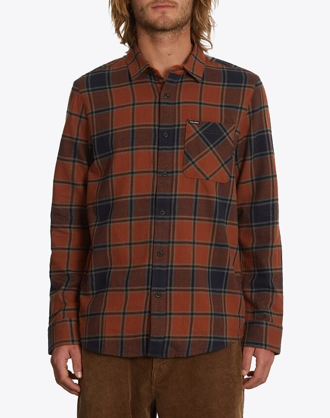 Pánská košile Volcom Caden Plaid Ls, Mocha