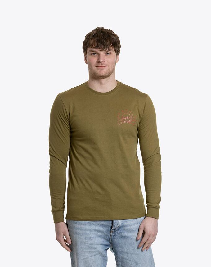 Pánské tričko s dlouhým rukávem Meatfly Judgement 30, Khaki Green
