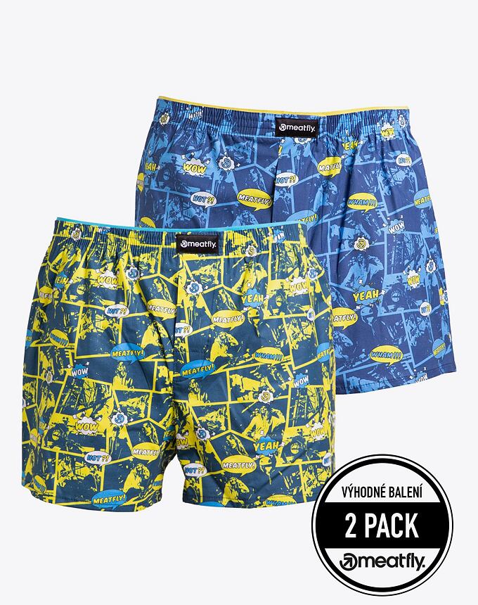 Pánské boxerky Meatfly Agostino, Yellow/Blue Comics