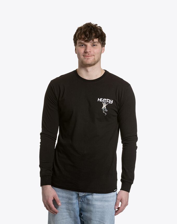 Pánské tričko s dlouhým rukávem Meatfly Julien, Black Skeleton