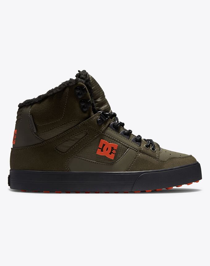 Pánské zimní boty DC Shoes Pure High-Top WC, Dusty Olive/Orange