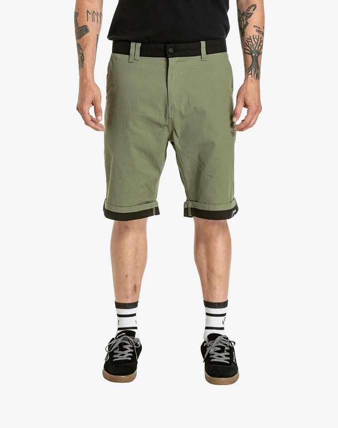 Pánské kraťasy Meatfly Barry 2.0, Olive / Black Ripstop
