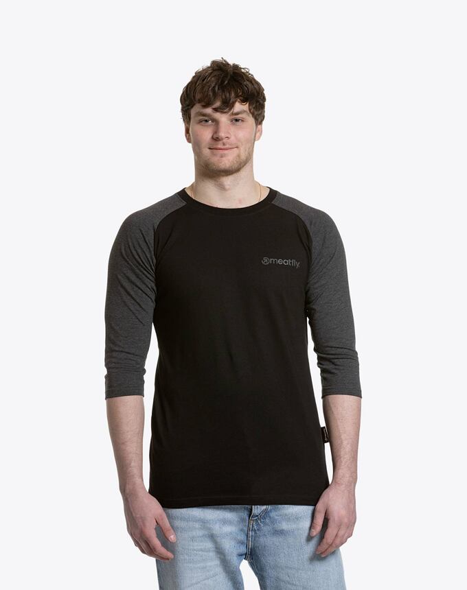 Pánské tričko s dlouhým rukávem Meatfly Reagan Raglan, Black