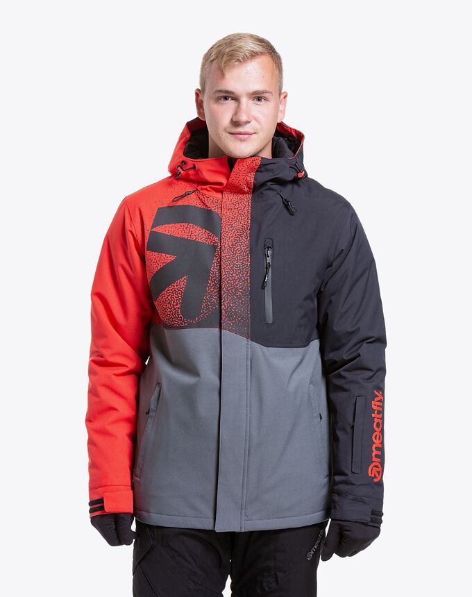Pánská SNB & SKI bunda Meatfly Shader, Ferrari Red/Dark Grey