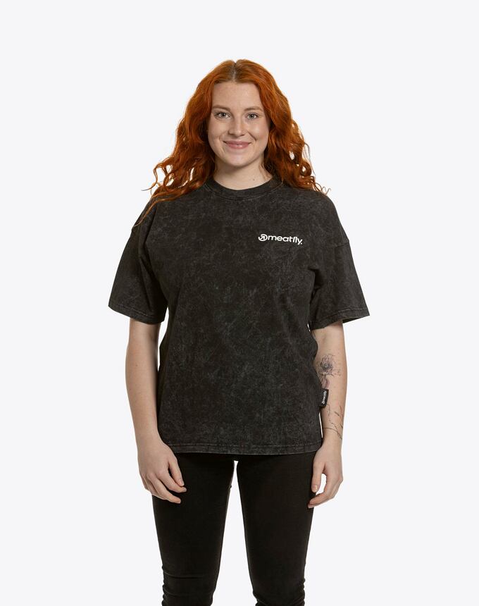 Dámské tričko Meatfly Vexey, Black (acid wash)