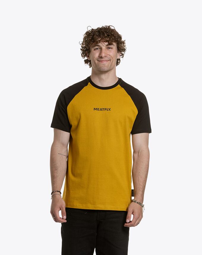 Pánské tričko Meatfly Ozzy Raglan, Mustard / Black